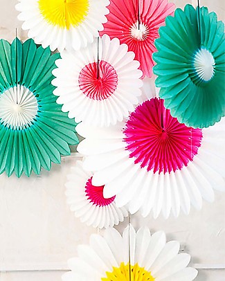 Engel Paper Flower White and Fuchsia - 32cm - 5 Pieces Set Bunting