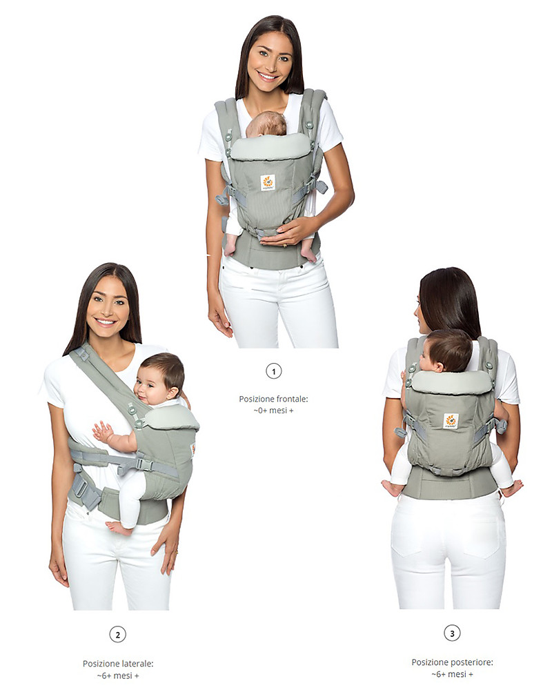 ErgoBaby Adapt Baby Carrier - Pearl Grey - 100% Premium Cotton unisex