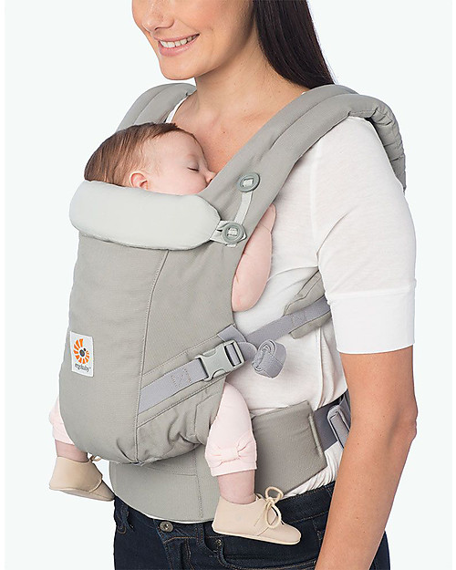ErgoBaby Adapt Baby Carrier - Pearl Grey - 100% Premium Cotton Baby Carriers