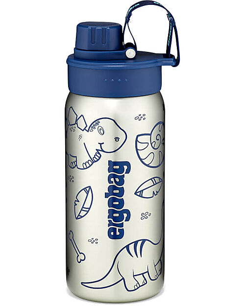 ergobag Bottle with easy-to-drink opening - 500 ml - Dino Blue - BPA free Non-Thermal Water Bottles