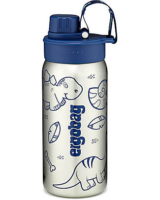 ergobag Bottle with easy-to-drink opening - 500 ml - Dino Blue - BPA free Non-Thermal Water Bottles
