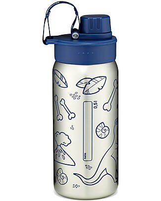 ergobag Bottle with easy-to-drink opening - 500 ml - Dino Blue - BPA free Non-Thermal Water Bottles