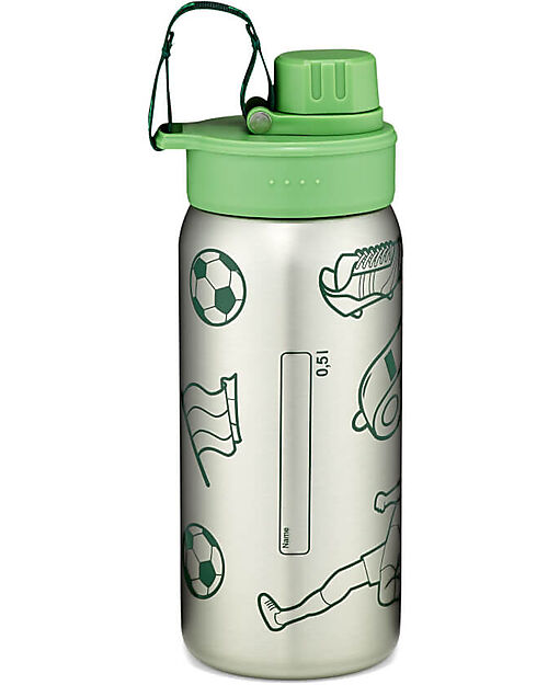 ergobag Bottle with easy-to-drink opening - 500 ml - Football Green - BPA free Non-Thermal Water Bottles