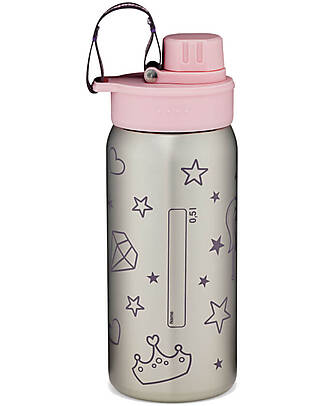 ergobag Bottle with easy-to-drink opening - 500 ml - Unicorn Pink - BPA free Non-Thermal Water Bottles