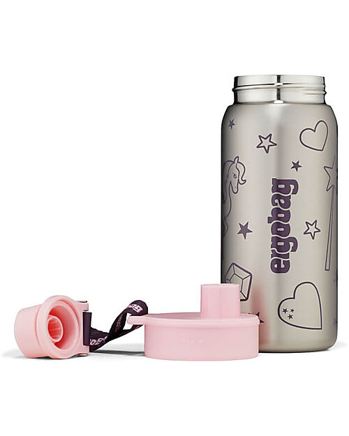 ergobag Bottle with easy-to-drink opening - 500 ml - Unicorn Pink - BPA free Non-Thermal Water Bottles