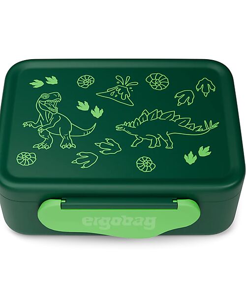 ergobag Dinosaur Snack Box - Green - 17x7x14 cm Snack Boxes