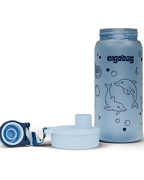ergobag Drinking Bottle - 500 ml - Dolphin - The Sustainable Accessory to Quench your Thirst! Non-Thermal Water Bottles