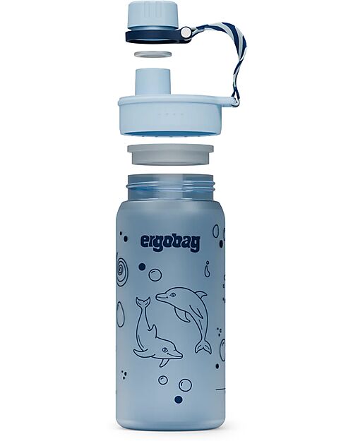 ergobag Drinking Bottle - 500 ml - Dolphin - The Sustainable Accessory to Quench your Thirst! Non-Thermal Water Bottles
