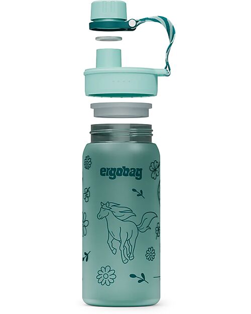 ergobag Drinking Bottle - 500 ml - Horse - The Sustainable Accessory to Quench your Thirst! Non-Thermal Water Bottles