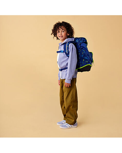 ergobag Ergonomic Backpack Prime - Blu - Lightning Bolts - Suitable for Elementary School Backpack