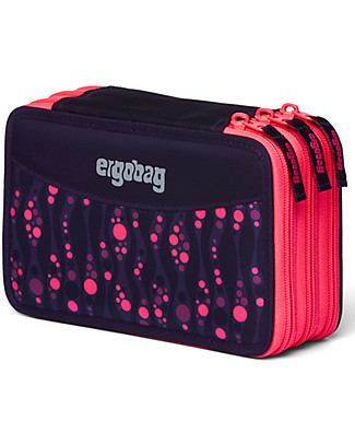 ergobag Filled Maxi Pencil Case - 3 Zip and Coin Pocket - Bearmuda Square Pencil Cases