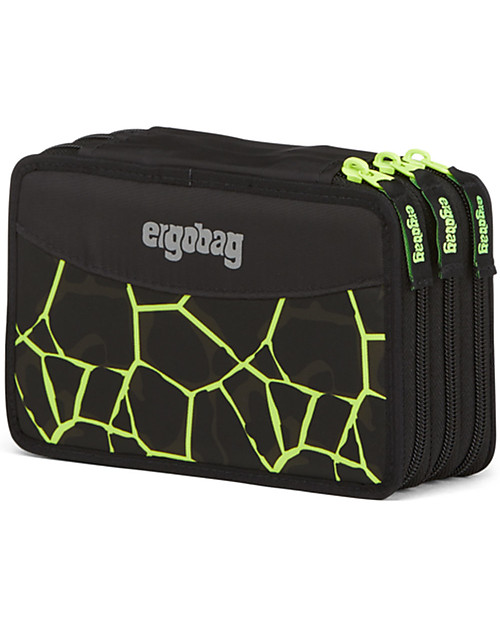ergobag Filled Maxi Pencil Case - 3 Zip and Coin Pocket - Dragon RideBear Pencil Cases
