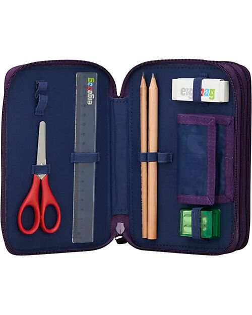 ergobag Filled Maxi Pencil Case - 3 Zip and Coin Pocket - JungleBear Pencil Cases