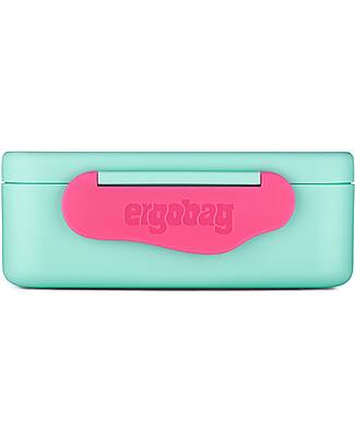 ergobag Lunch Box - Flowers - Aqua Green - 12 x 6.5 x 17 cm Snack Boxes