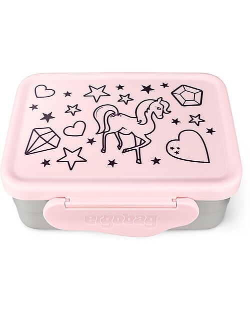 ergobag Lunch Box - Rose - Unicorns - 12 x 6.5 x 17 cm Snack Boxes