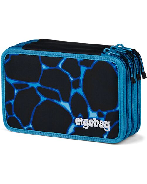 ergobag Maxi Pencil Case Complete - 3 Zips and Coin Pocket - Bearassic Garden - Blue Pencil Cases