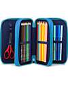 ergobag Maxi Pencil Case Complete - 3 Zips and Coin Pocket - Bearassic Garden - Blue Pencil Cases