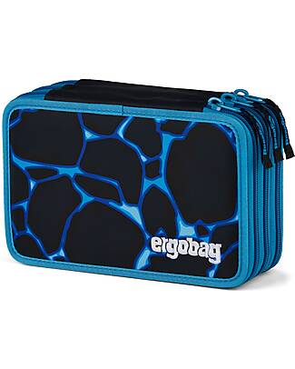 ergobag Maxi Pencil Case Complete - 3 Zips and Coin Pocket - Bearassic Garden - Blue Pencil Cases