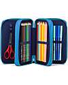 ergobag Maxi Pencil Case Complete - 3 Zips and Coin Pocket - Bearassic Garden - Blue Pencil Cases