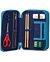 ergobag Maxi Pencil Case Complete - 3 Zips and Coin Pocket - Bearassic Garden - Blue Pencil Cases