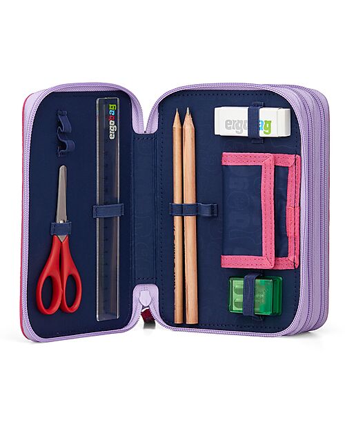 ergobag Maxi Pencil Case Complete - 3 Zips and Coin Pocket - Flower PowBear Pencil Cases