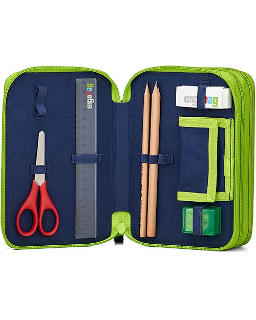 ergobag Maxi Pencil Case Complete - 3 Zips and Coin Pocket - Front RunBear Pencil Cases