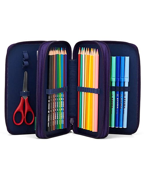 ergobag Maxi Pencil Case Complete - 3 Zips and Coin Pocket - StargazBear - Pink - Lilac Pencil Cases