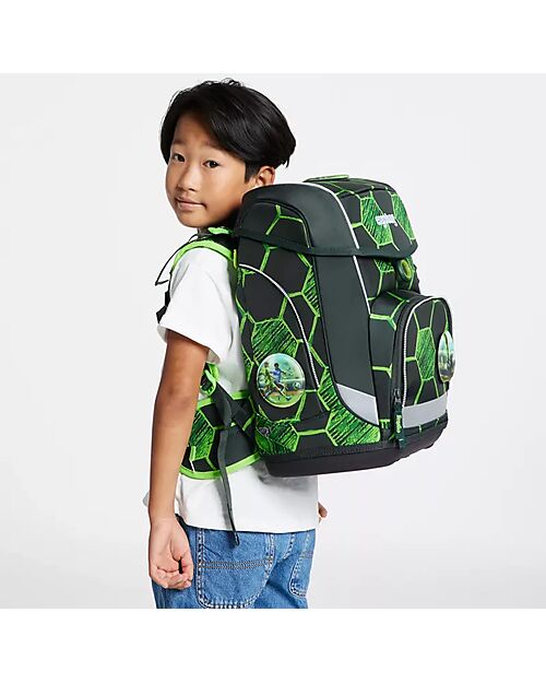 ergobag School Set with Cube Backpack - Hard Case - Soft Case - Sports Bag and 5 Kletties - KickBear Backpack