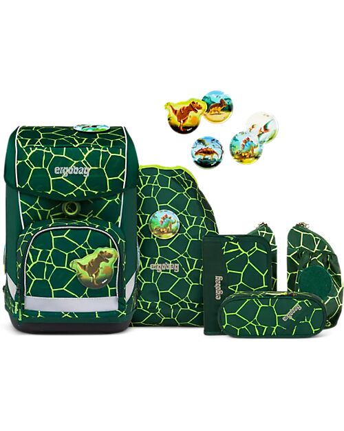 ergobag School Set with Cubo Light Backpack - Hard Case - Soft Case - Sports Bag and 5 Kletties - BearRex Backpack