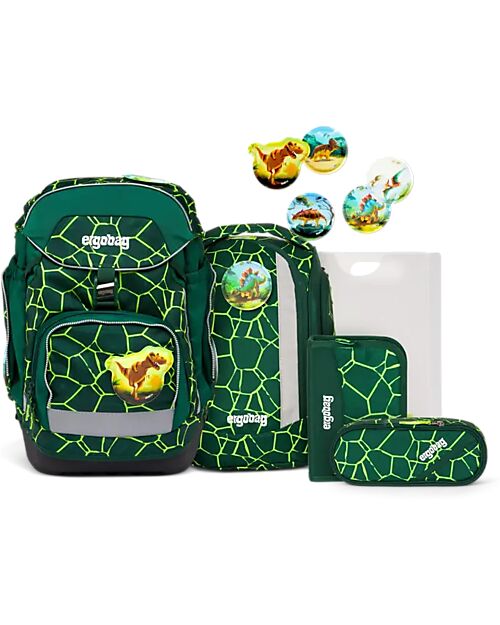 ergobag School Set with Maxi Backpack 24 Litres + Sports Backpack + Hard Case + Soft Case + A4 Notebook Holder + 4 Kletties - BearRex Backpack