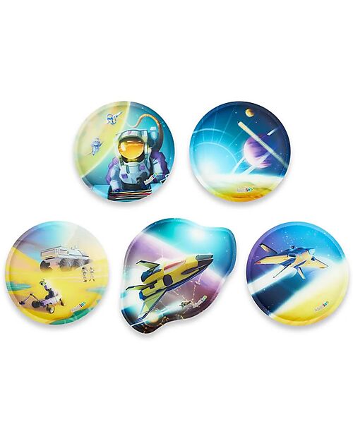 ergobag School Set with Maxi Backpack 24 Litres + Sports Backpack + Hard Case + Soft Case + A4 Notebook Holder + 4 Kletties - Space Bear Galaxy Glow Edition Backpack