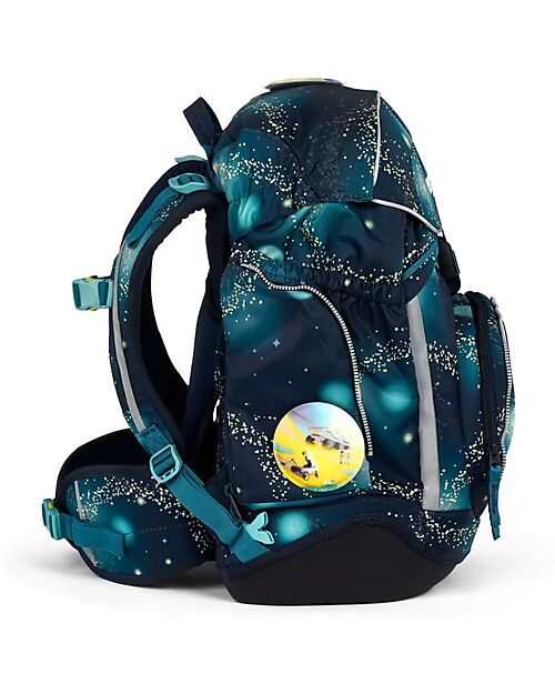 ergobag School Set with Maxi Backpack 24 Litres + Sports Backpack + Hard Case + Soft Case + A4 Notebook Holder + 4 Kletties - Space Bear Galaxy Glow Edition Backpack