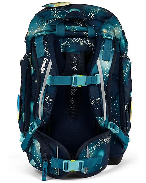 ergobag School Set with Maxi Backpack 24 Litres + Sports Backpack + Hard Case + Soft Case + A4 Notebook Holder + 4 Kletties - Space Bear Galaxy Glow Edition Backpack