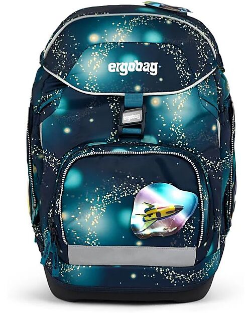 ergobag School Set with Maxi Backpack 24 Litres + Sports Backpack + Hard Case + Soft Case + A4 Notebook Holder + 4 Kletties - Space Bear Galaxy Glow Edition Backpack