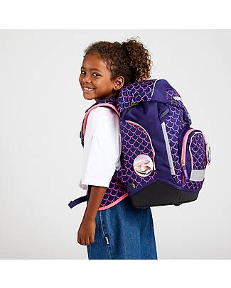 ergobag School Set with Prime Backpack + Pencil Case + 4 Kletties + Folder Box - Pearl DiveBear Backpack