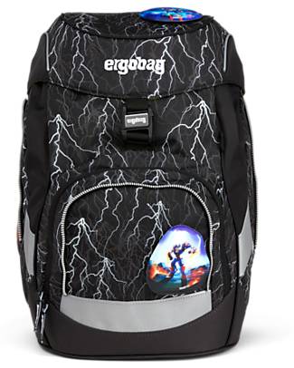 ergobag School Set with Prime Backpack + Pencil Case + 4 Kletties + Folder Box - Super ReflectBear Glow Backpack
