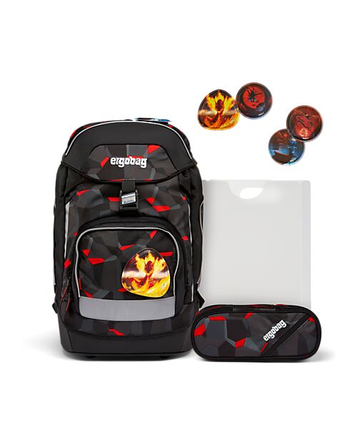 ergobag School Set with Prime Backpack + Pencil Case + 4 Kletties + Folder Box - TaekBeardo Backpack