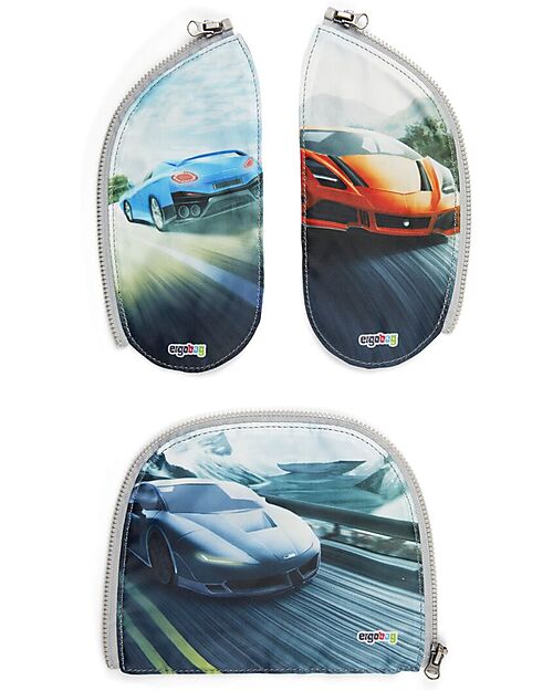 ergobag Set of 3 Zippies for Prime Set - Cars - Customize  Your Backpack! Backpack
