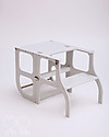 Ette Tete Convertible Montessori Learning Tower Step'n'Sit, Light Grey with Silver Clasp Locks Montessori Towers
