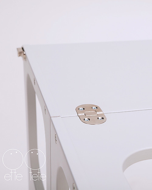 Ette Tete Convertible Montessori Learning Tower Step'n'Sit, Light Grey with Silver Clasp Locks Montessori Towers