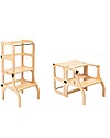 Ette Tete Convertible Montessori Learning Tower Step'n'Sit, Natural with Silver Clasp Locks Montessori Towers
