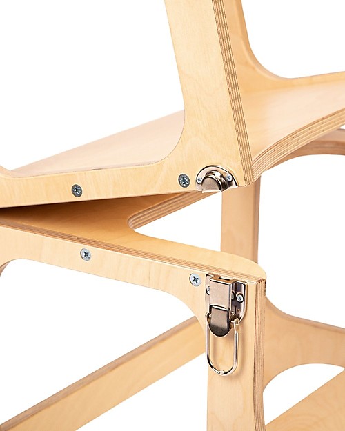 Ette Tete Convertible Montessori Learning Tower Step'n'Sit, Natural with Silver Clasp Locks Montessori Towers