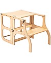 Ette Tete Convertible Montessori Learning Tower Step'n'Sit, Natural with Silver Clasp Locks Montessori Towers