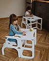 Ette Tete Convertible Montessori Learning Tower Step'n'Sit, White with Silver Clasp Locks Montessori Towers