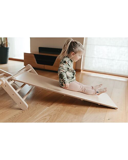 Ette Tete Fipitri Triangle with Ramp - in Wood - Natural - Safe Play for Little Climbers! Montessori Toys