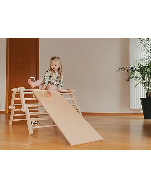 Ette Tete Fipitri Triangle with Ramp - in Wood - Natural - Safe Play for Little Climbers! Montessori Toys