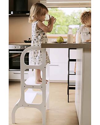 Ette Tete Montessori Tower Helper Step Up - White - FSC Birch Montessori Towers