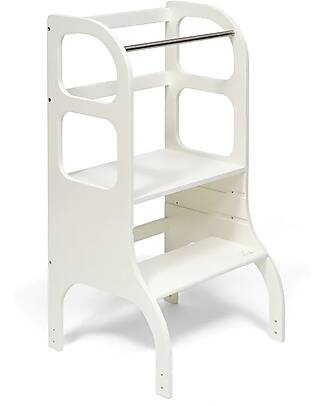Ette Tete Montessorian Tower Helper Step Up - Adjustable - White - FSC Birch Montessori Towers