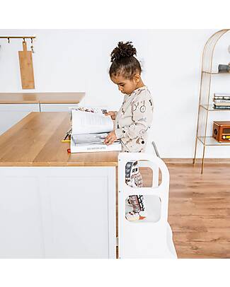 Ette Tete Montessorian Tower Helper Step Up - Adjustable - White - FSC Birch Montessori Towers