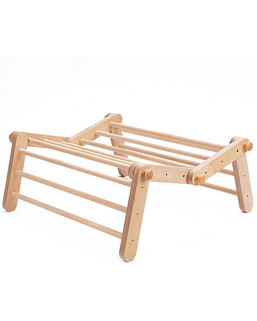 Ette Tete New Adjustable Pikler Wooden Triangle Mopitriwith Ramp, Natural - The safe toy for young climbers! Montessori Toys